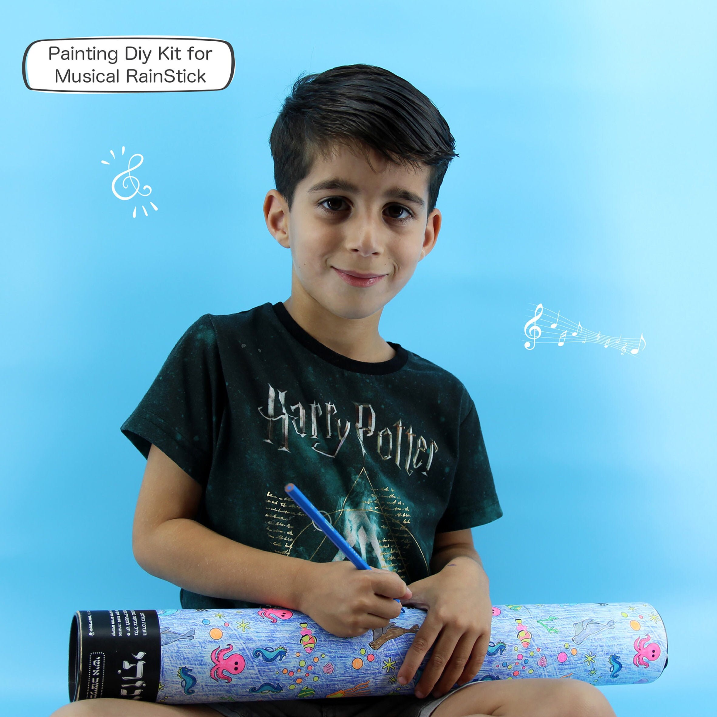 DIY Musical Rain Stick Kit for Kids, Sea Creatures , DIY Activity Kit, Kids  Coloring Sea Animals, Birthday Gifts for Kids 