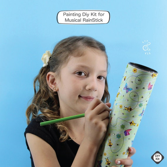 DIY Musical Rainstick Kit for Girls, Girls Craft Kits, DIY Activity Kit,  Girls Coloring Spring Butterflies & Bees, Gift for Girls 