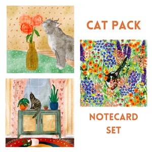 Cat Pack, Notecard set, Cat Lover, Stationary set, Blank Cards with Envelopes, Thank you, Thinking of You