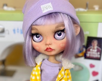 Blythe doll custom tbl - Zoe, Blythe custom doll ooak, violet hair doll, Blythe custom, Blythe cute doll, art doll, ooak blythe doll.