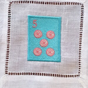 Embroidered Linen Mah Jong Cocktail Napkins, Party Hostess Gift image 8