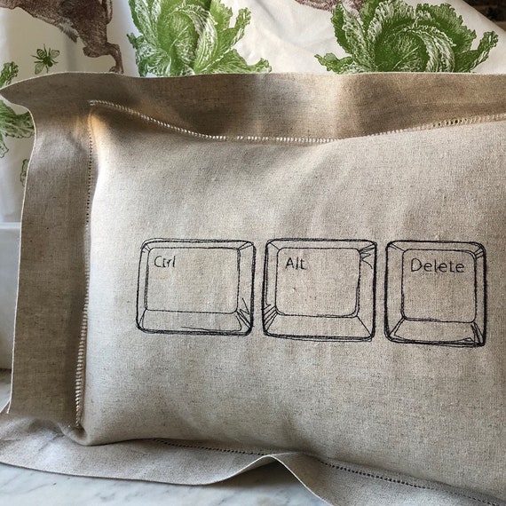 Control Alt Delete Pillow Linen 12 X 16 Flanged Techie Etsy