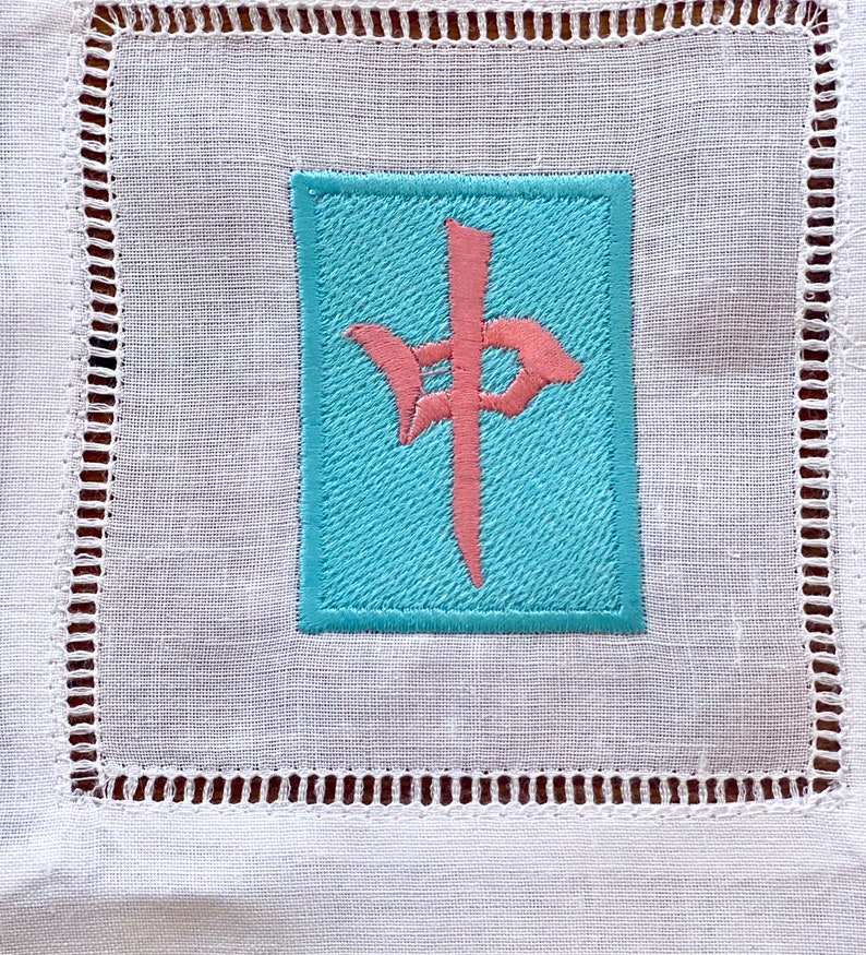 Embroidered Linen Mah Jong Cocktail Napkins, Party Hostess Gift image 6