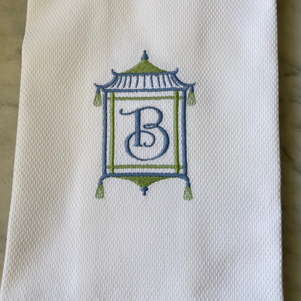 Chinoiserie Boxwood Linen Towel
