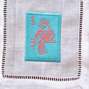 Embroidered Linen Mah Jong Cocktail Napkins, Party Hostess Gift image 7