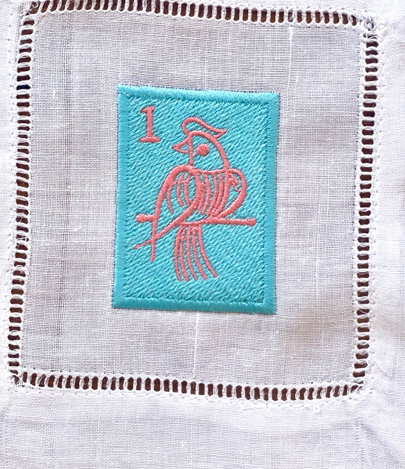 Embroidered Linen Mah Jong Cocktail Napkins, Party Hostess Gift image 7