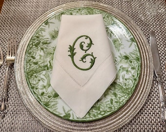 Custom embroidered napkin, monogrammed linen napkin, personalized table decor, wedding napkins