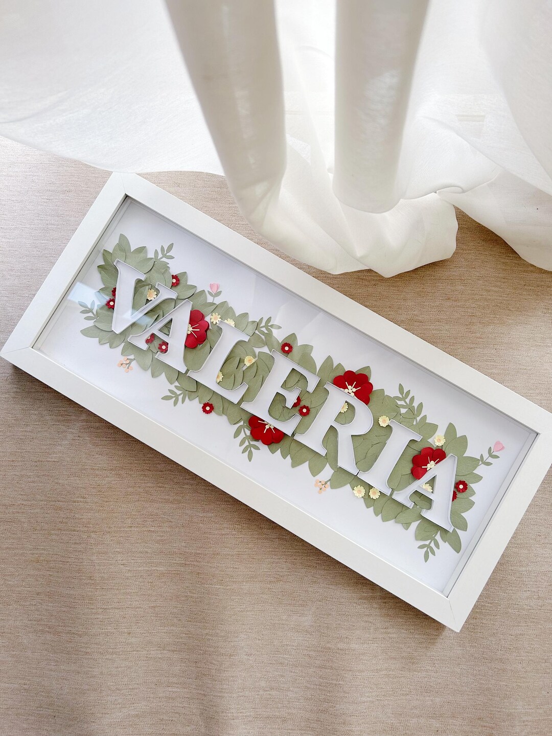 Personalized Name Frame With Paper Flowers. Decorative. Handmade. - Etsy