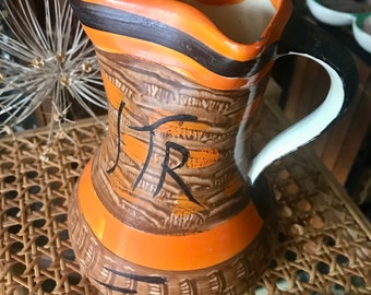 Handpainted 1920s Myott jug with a pinched spout