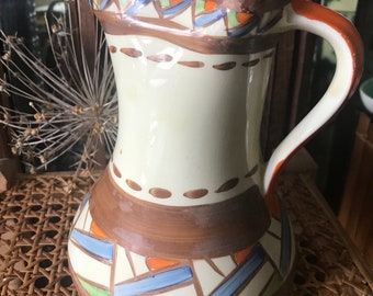 Handpainted 1920s Myott jug with a pinched spout