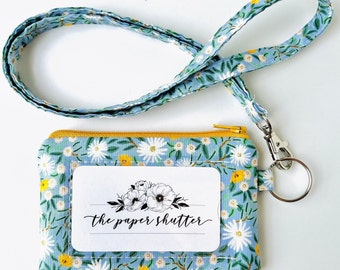 Rifle Paper Co. Floral Lanyard ID Wallet: Daisy Fields Fabric, lanyard, wallet, key fob, lip balm holder options