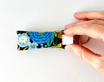 Lip Balm Keychain | Rifle Paper Co. Garden Party Navy floral fabric