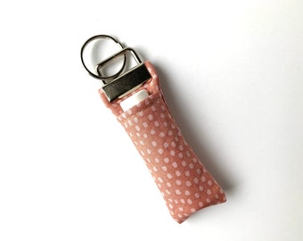 Lip Balm Keychain | Mauve Pink Dot print Lip Balm Holder