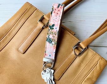 Key Fob | Rifle Paper Co Meadow Pink fabric, Key Chain, Wristlet Key Chain