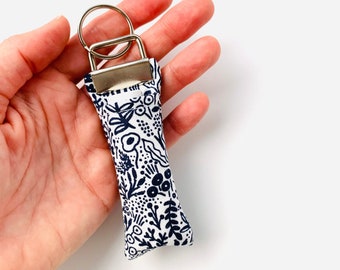 Rifle Paper Co. Lip Balm Keychain: Tapestry Lace Navy Fabric