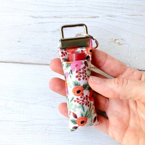 Floral Lip Balm Keychain: Rifle Paper Co. Rosa Blush Key Holder