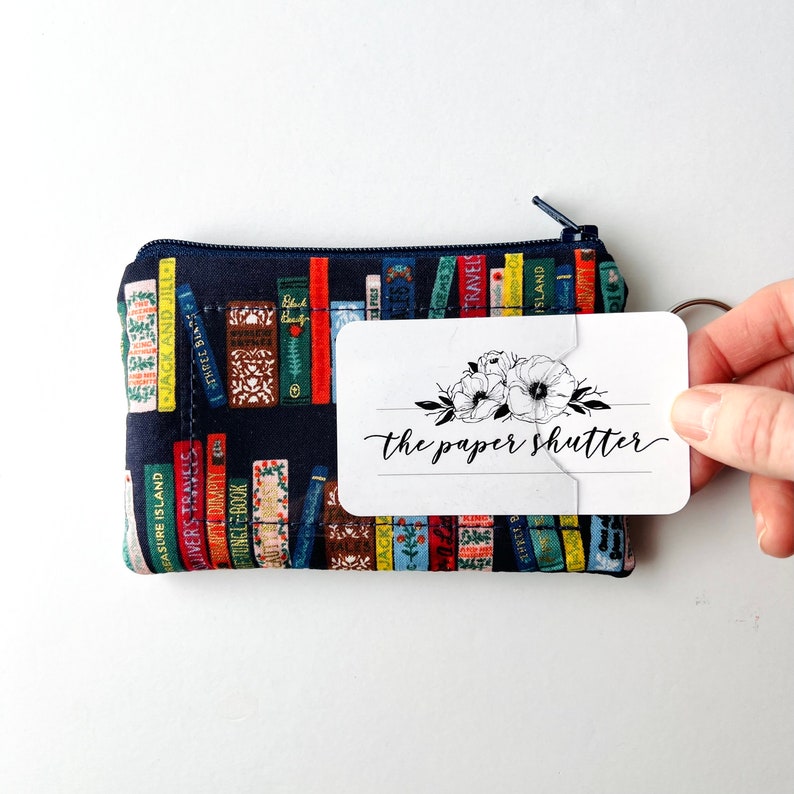 Lanyard and/or ID Wallet Rifle Paper Co. Book Club in Navy Fabric ID Pouch, Lanyard, Key Fob, or Lip Balm Holder Wallet only