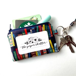 Lanyard and/or ID Wallet Rifle Paper Co. Book Club in Navy Fabric ID Pouch, Lanyard, Key Fob, or Lip Balm Holder image 1