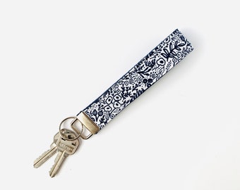 Key Fob | Rifle Paper Co Tapestry Lace Navy fabric | Key Chain | Wristlet Key Chain