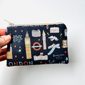 Lanyard and/or ID Wallet | Rifle Paper Co. Bon Voyage World Traveler Navy Fabric | ID Pouch, Lanyard, Key Fob, or Lip Balm Holder