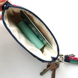 Lanyard and/or ID Wallet Rifle Paper Co. Book Club in Navy Fabric ID Pouch, Lanyard, Key Fob, or Lip Balm Holder image 4