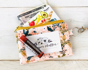 Lanyard and/or ID Wallet | Rifle Paper Co. Meadow Pink Floral Fabric | ID Pouch, Lanyard, Key Fob or Lip Balm Holder