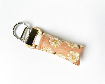 Lip Balm Keychain | Wild Vines Peach Floral Fabric