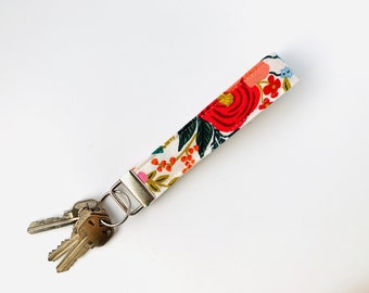 Key Fob | Rifle Paper Co Garden Party cream fabric | Key Chain | Wristlet Key Chain