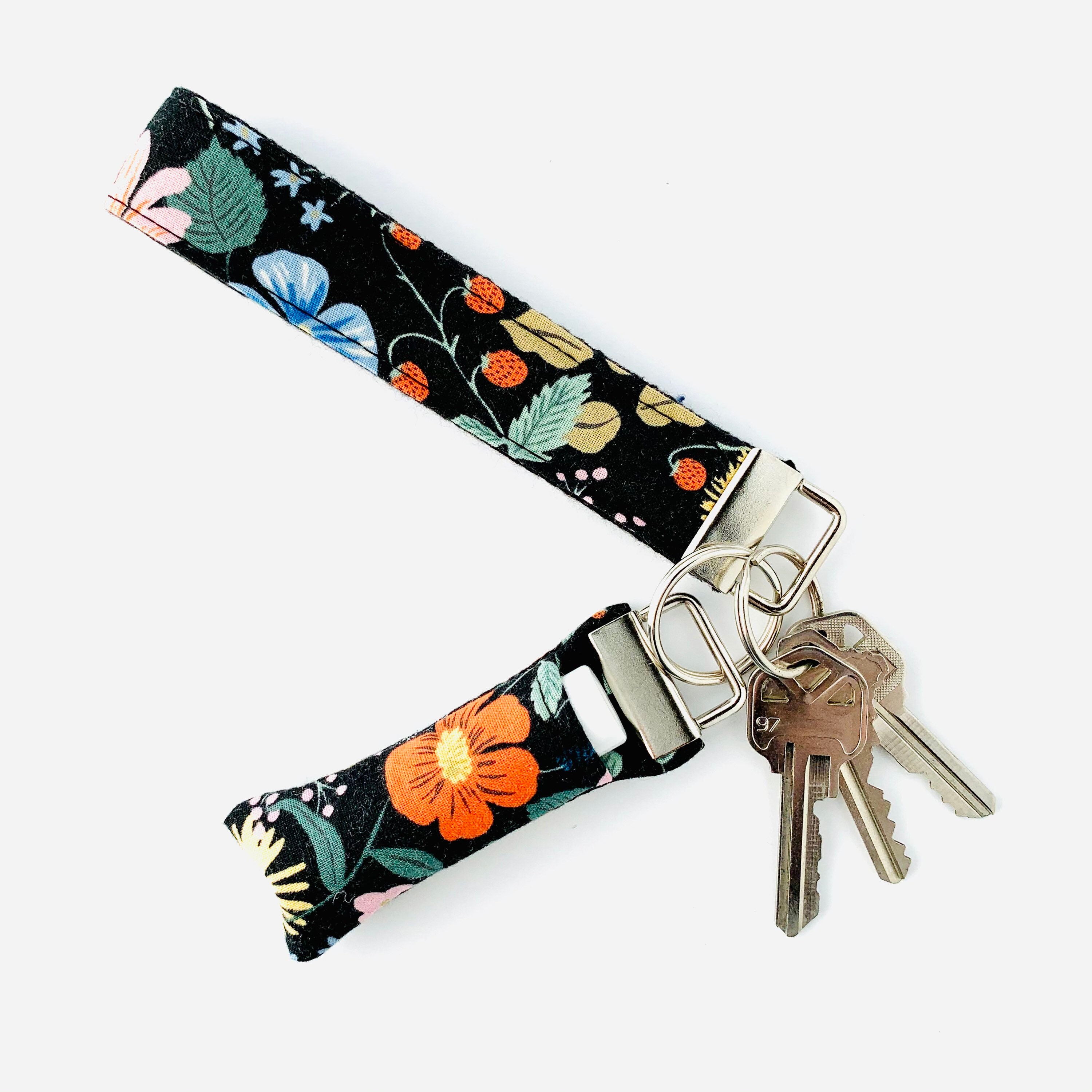 Key Fob Rifle Paper Co Strawberry Fields black fabric Key ...