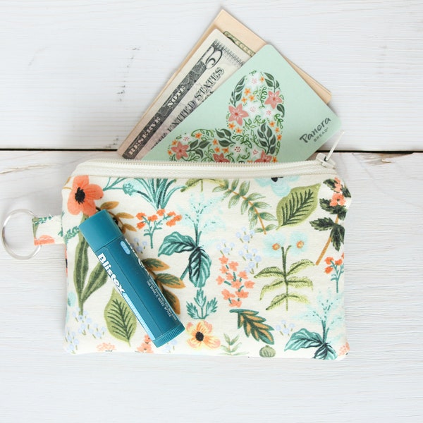 Lanyard and/or ID Wallet |  Rifle Paper Co. Herb Garden Cream Floral Fabric | ID Pouch, Lanyard, Key Fob, or Lip Balm Holder