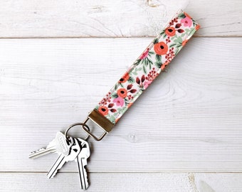 Key Fob | Rifle Paper Co Rosa Blush fabric, Key Chain, Wristlet Key Chain