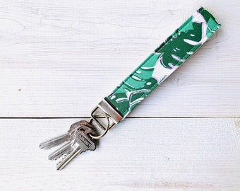 Key Fob | Monstera Leaves fabric | Key Chain| Wrist Key Chain