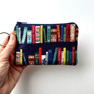 Lanyard and/or ID Wallet Rifle Paper Co. Book Club in Navy Fabric ID Pouch, Lanyard, Key Fob, or Lip Balm Holder image 5