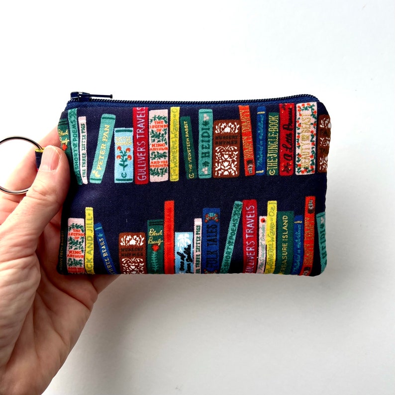 Lanyard and/or ID Wallet Rifle Paper Co. Book Club in Navy Fabric ID Pouch, Lanyard, Key Fob, or Lip Balm Holder image 5