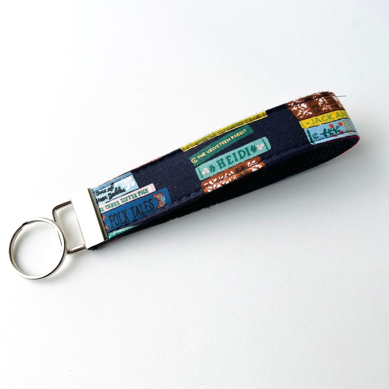 Lanyard and/or ID Wallet Rifle Paper Co. Book Club in Navy Fabric ID Pouch, Lanyard, Key Fob, or Lip Balm Holder Key fob
