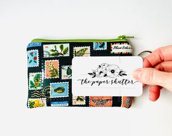 Botanical Postage Stamp ID Wallet with Lanyard: Rifle Paper Co. Fabric