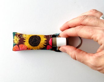 Lip Balm Keychain | Rifle Paper Co. Burgundy Blossom floral  fabric