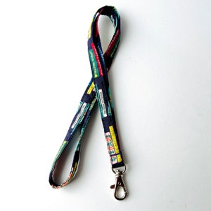 Lanyard and/or ID Wallet Rifle Paper Co. Book Club in Navy Fabric ID Pouch, Lanyard, Key Fob, or Lip Balm Holder Lanyard only