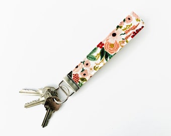Key Fob | Rifle Paper Co. Garden Party Petite Rose fabric | Key Chain | Wristlet Key Chain