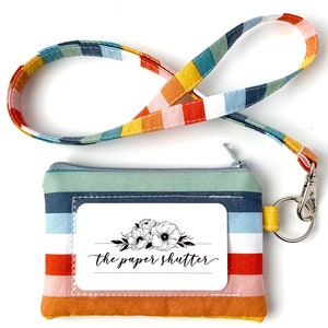 Cartera con cordón y/o identificación / Tela de rayas de verano / Estuche para identificación, cordón, llavero o porta bálsamo labial