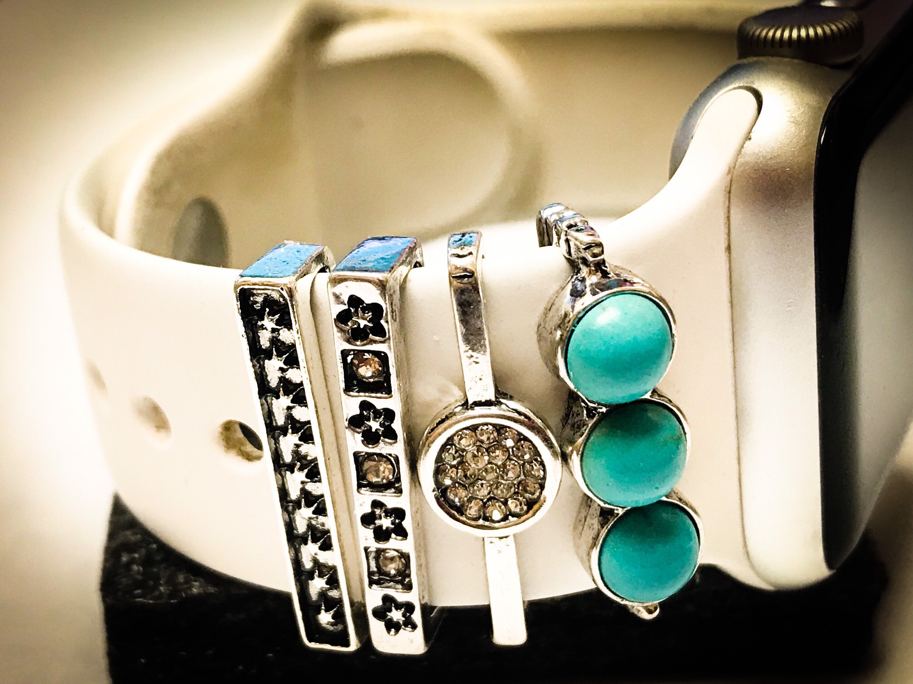Stainless Steel Turquoise Apple Watch Band Charms. Set (4  display picture 3