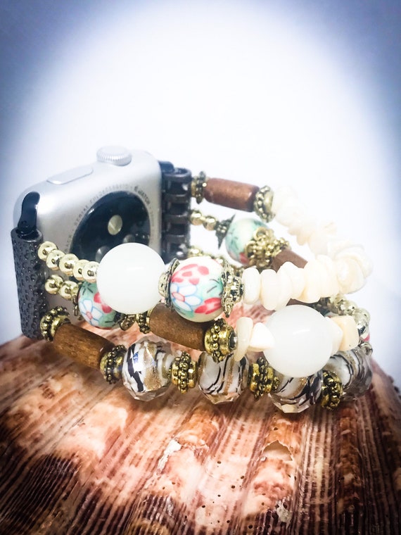 NEW Floral Pearl Apple Watch Band Floral Quartz Chain Watch Band for Apple Watch main image 3