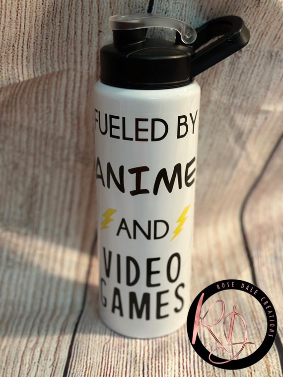 Fueled by Anime and Video Games 20oz Water Bottle, Anime, Games, Teens, Teen  Gift, Daughter Gift, Son Gift, Tumbler, Drink-ware, Lighting 