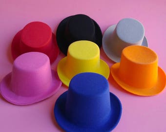 Oval Mini Top Hat Base Blanks - 7 Colors To Choose From - Felt Flocked DIY Undecorated Plain Millinery Pink Blue Black White Yellow Red