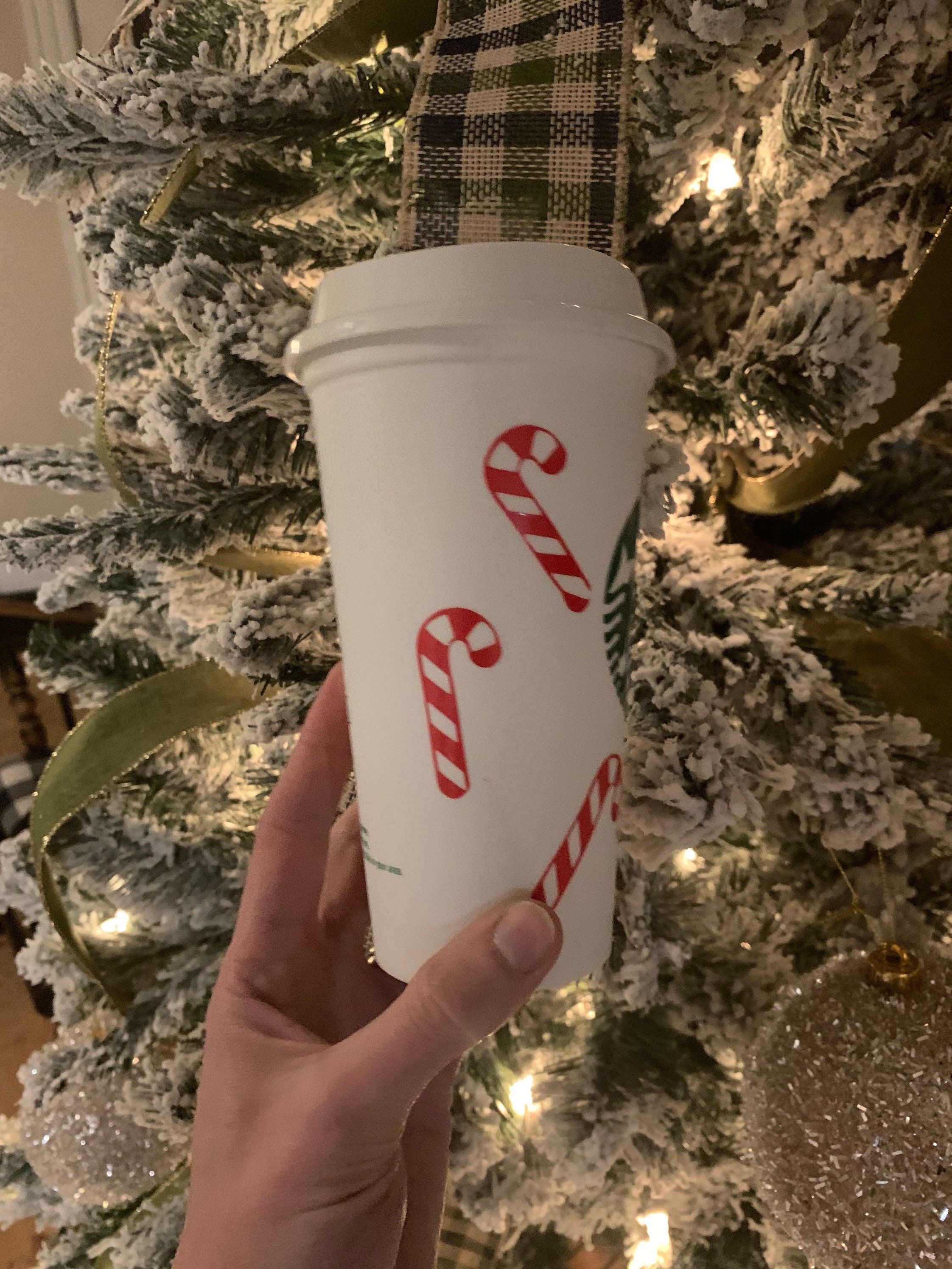 Candy cane starbucks grande hot reusable hot cup travel cup Etsy