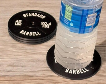 Porta-copos com barra, porta-copos para levantamento de peso, presente fitness, decoração para academia, presente para entusiastas de exercícios, conjunto de porta-copos fitness, porta-copos para amantes de academia