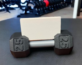 Mini Dumbbell Business Card Holder, Fitness Gift, Desk Decor