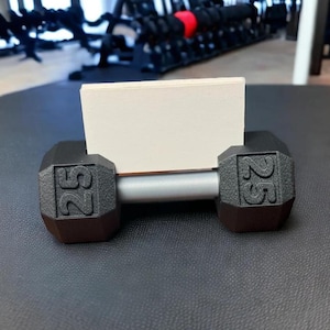 Mini Dumbbell Business Card Holder, Fitness Desk Decor and Gift for Personal Trainers, Chiropractors, Gym Owners & Physical Therapists