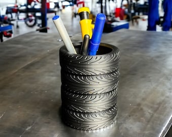 Tire Stack Pen Holder, Auto Shop Desk Organizer