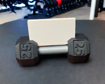 Dumbbell Business Card Holder for Personal Trainers, Gym Owners, Yoga studios, Physical therapists, Fitness Business Card Stand